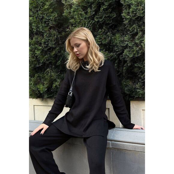 Lush Side Slit Turtleneck Sweater - Picture 1 of 4